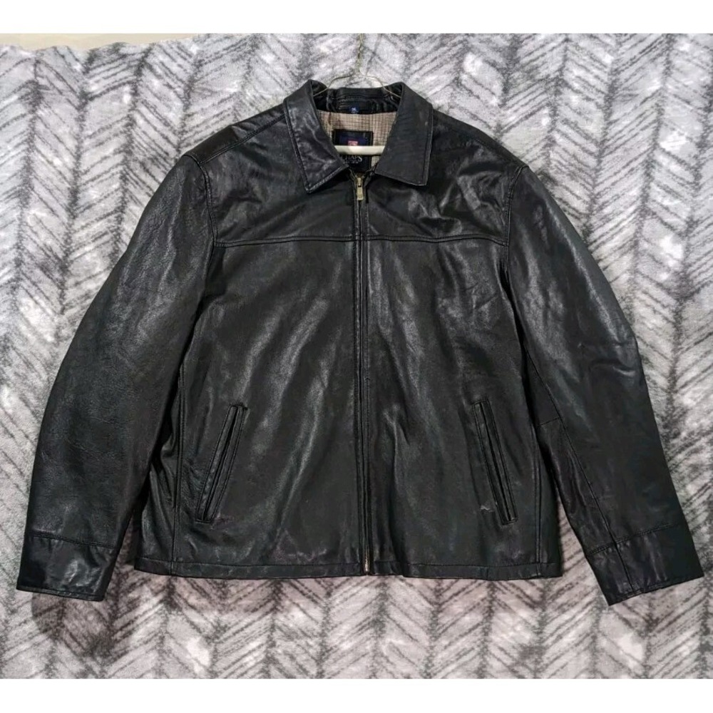 Chaps Ralph Lauren Men's 2XL Leather Jacket Lined Insulated Moto Racing Riding